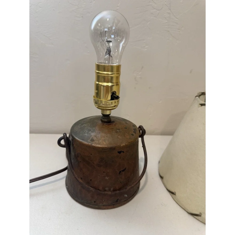 Vintage Solid Copper Lamp With Shade  Art 9